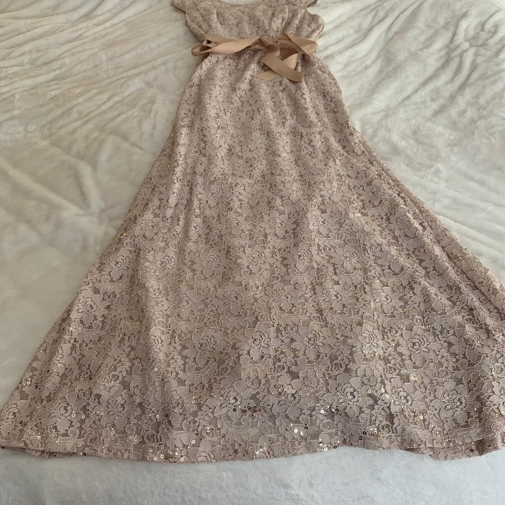 Miss Kim Beige Lace and Sequin Sleeveless Formal Dress Size 3XL (16/18)